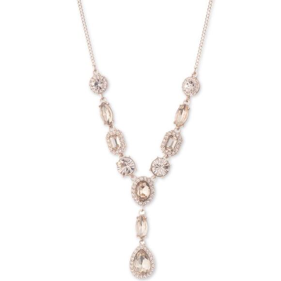 Givenchy Gold Tone Crystal Lariat Necklace Luxury Stylish Fashion Designer NWT - Picture 1 of 14